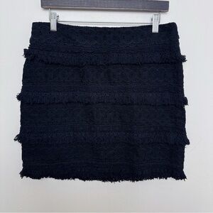 Anthropologie Womens 8 HD In Paris Tiered Fringe Mini Skirt Black Color